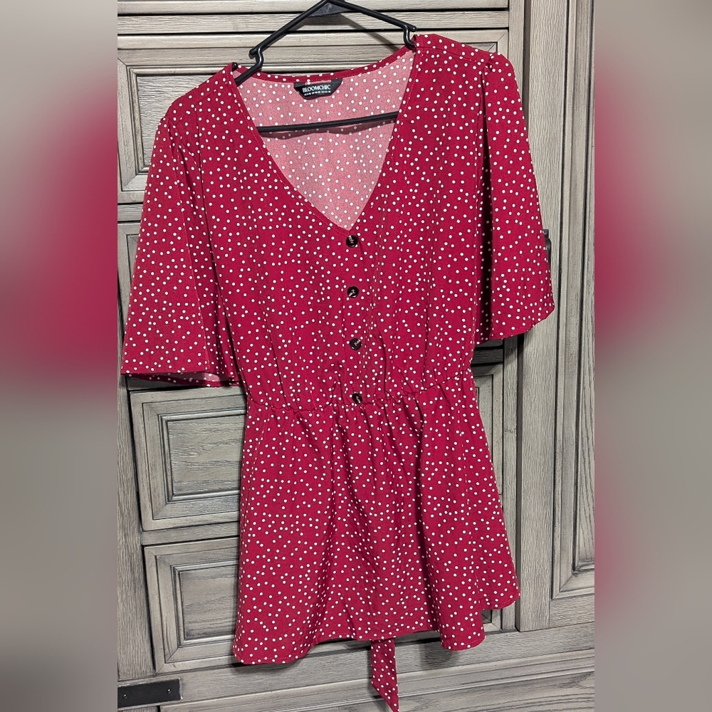 Bloom Chic Women's Red Polka Dot Top - Picture 2 of 3